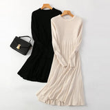 Chic Long Dress Women Knit Maxi Sweater Dresses New Autumn Winter Knitted A-Line Dress Ribbed Thick Pullover Party Dresses