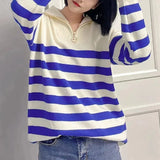 Semi-Zipper Pullover Sweater Lazy Style Loose Lapel Sweater Korean Style Shoulder Sleeve Blouse Outside The Woman-Outfit