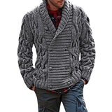 Toloer New Men's V-Neck Double Breasted Thick Knit Cardigan