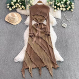 Denim Dress Design Feeling Hanging Neck Short Small A Word Ponpony Dress
