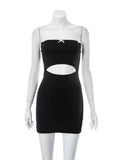 Wapped Breasted Hottie Women's Fashion Hollow Wearing Summer Short Skirt In A Word Shoulder Bag Hip Short