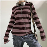 Loose Leisure Stripes Cotton Commuting Ins Long