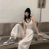 White Slacks Loose Thin Jazz Dance Lanterns Hot Babes Solid-Colored Casual