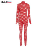 Women Sexy Hollow Out Club Activewear Jumpsuit Long Sleeve Zipper Stretchy Workout Bodycon Party Streetwear Slim