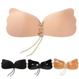 Seamless Strapless Bra Women's Super Push Up Bra Self-Adhesive Silicone Wedding Party Underwear A B C D E F Cup Fly