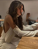 Y2k Knitted Turtleneck Sweater Vest with Long Sleeve Solid Indie Vintage Crop Tops Fall Winter Clothes Women
