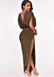 Elegant Sleeveless Ruched Split Irregular Party