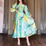 Spring And Summer New Printing Screen Dress Commuter Large Size Women's