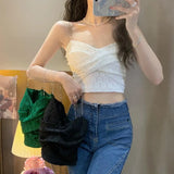 Hot Babes Short Super Fire Small Sling Vest Woman With Hong Kong Flavor New Summer Wrapped Chest Bottom Outside To Put On