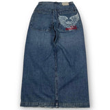 Year's New Skeleton Embroidered Jeans For Men's Casual Street Style Korean Version Of The Trend Is Loose-Outfit