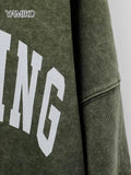 Black Hoodies Sweatshirt Women Letter Print Cotton Autumn Winter Sweatshirt 2024 Fashion High Street Loose Hooded Tops-Outfit