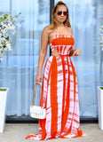 Sexy Halter Sleeveless Striped Print Backless Loose Maxi