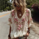 3D Printed Autumn Temperament Elegant New Imitation Of The Shoulder Short-Sleeved Top