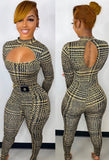 Houndstooth Print Cut Out Bodycon
