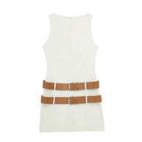 Spring Double Belt Decorated Tight Sleeveless Mini Dress 3152310-Outfit