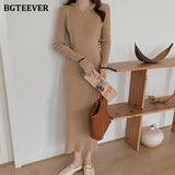 New Autumn Hooded Side Split Female Knitted Dress Stretched Sweater Women Dress Casual Ladies Pullovers Vestidos