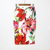 Waist Floral Print Skirts Vintage Elegant Office Lady Bodycon Skirt 2019 Women Summer Pencil Skirt Korean