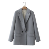 And Summer 2024 New Simple Loose Double-Breasted Suit Jacket New Suit For Women In Spring And Autumn-Outfit