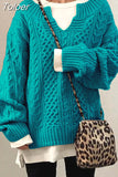 Sweater Women Fashion Chic Pullovers Sweet Basic Casual Loose Long Sleeve V-Neck Knitwear Tops Autumn Winter New