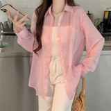 Silk Cardigan Small Loose Thin Long Sleeve Sunscreen Shirt Women's Summer Design Sense Back Open Fork
