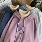 High Neck Women's Pullover 2021 Autumn Winter Women's Hoodie Street Casual Fashion Fake Two Loose Women's
