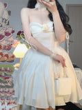 Sexy Fairy Dress Women Sweet Elegant Backless Mini Dresses Chic Korean Strapless High Waist Party Casual Dress 2022