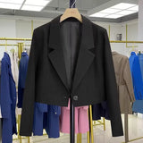 Jacket Women 2025 Spring And Autumn New Korean Version Of The Fashion White Ultra-Short One Buckle