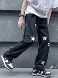 Men's Washed Star Graphic Loose Jeans-Outfit