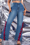 Blue High Waist Bell Bottom Baggy