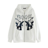 Y2K Gothic Sweatshirt Oversized Hoodie Women Autumn Zip Up Long Sleeve Coat Top Female 90S Vintage E-Harajuku Grunge
