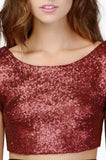 Toloer Sequin Top Ebay Sexy Back Crop Top Women's T-Shirt Short