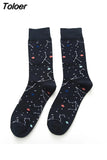 Harajuku Style Men Socks Black White Plaid Dot Cat Pattern Happy Socks New 2023 Hip Hop Combed Cotton