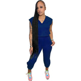 Solid Color Casual Sleeveless Top Cropped Pant Two Piece