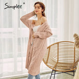 Casual crew neck knitted sweaters women Autumn winter long sleeve female long cardigan Resort style ladies