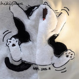 Ropa Mujer Hooded Japanese Anime Hoodie Women Clothing Flocking Cat Oversized Tops Streetwear Vintage Chic Y2k Sweatshirts-Outfit