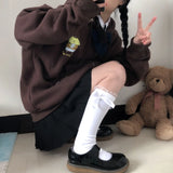 Soft Sister Student Cartoon Meal Jk Coat Zipper Koloumi Cotton Hoodie Jade Cinnamon Dog
