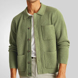 Men's Spring And Autumn High Density Knitted Shirt T-Shirt T-Shirt Collar Long Sleeve Sweater Jacket