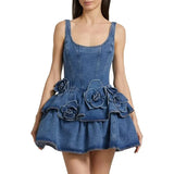 Explosion Women's Flower Temperament Sleeveless Denim