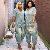 Women's Loose Jumpsuit Women's Fashion Personality Big Pocket Wash Denim
