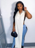 White Hooded Slit Long