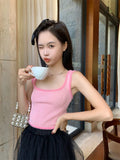 Machine Retro Splicing Plush Top Solid Color Short Slim Knitting Bottom Vest Summer Thin External Wear