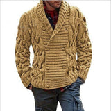 Toloer New Men's V-Neck Double Breasted Thick Knit Cardigan