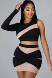 Sexy Contrast Tape One Shoulder Bodycon