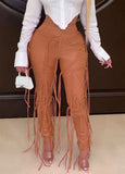Occassional Leather Fringe High Waist