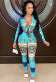 Print Retro Knot Blouse and Pants