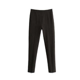 Women Vintage Stylish Office Wear High Waist Skinny Pants Fashion Side Zipper Female Ankle Trousers Pantalones