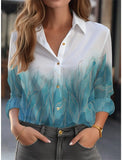 Autumn Fashion Loose Print Shirt Blouse Women's Casual Button Long Sleeve Shirts For Women 2024 White Plus Size Tops-Outfit