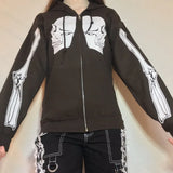 Y2K Gothic Sweatshirt Oversized Hoodie Women Autumn Zip Up Long Sleeve Coat Top Female 90S Vintage E-Harajuku Grunge