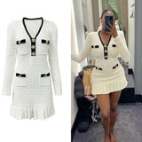 Autumn/Winter 2025 New Waffle Small Scent Style V-Neck Knitted