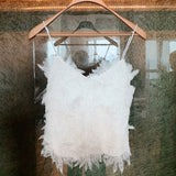 White Patchwork Feathers Camis For Women V Neck Sleeveless Solid Vests Female Fashion Summer Clothes Style New